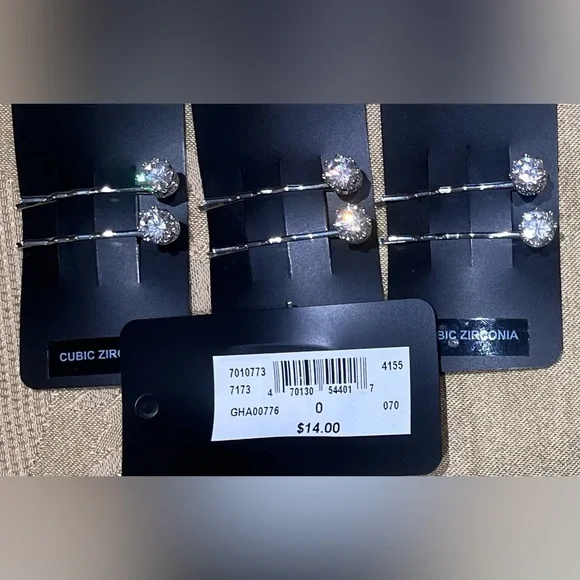 Elegant Cubic Zirconia Silver Hair Pins - Picture 2 of 4